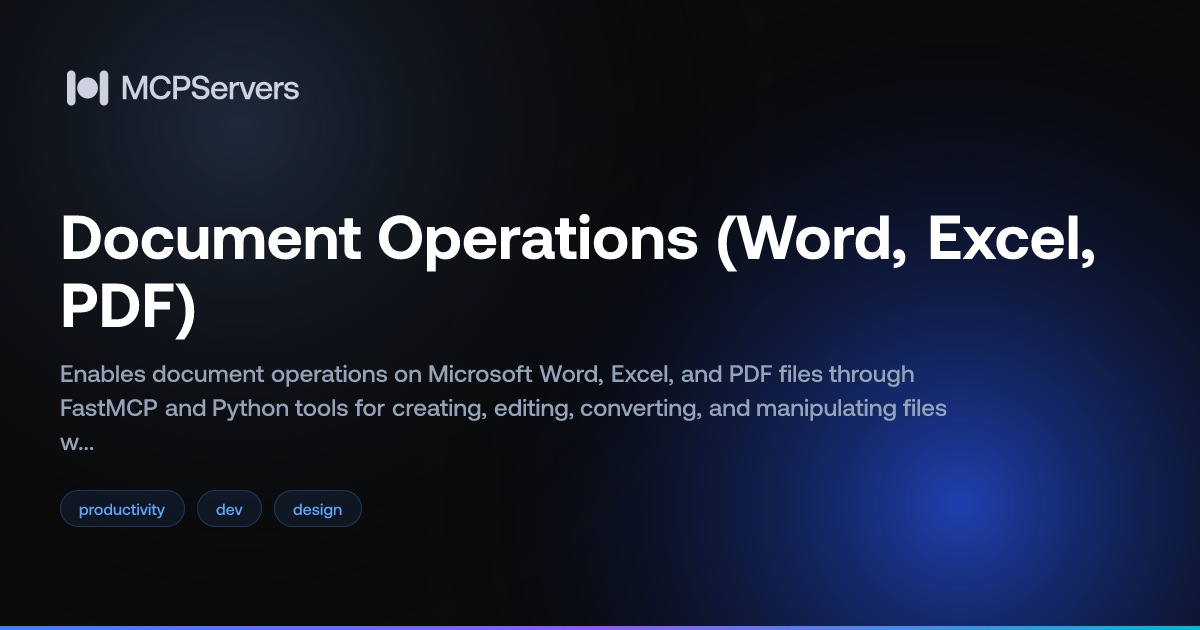 Document Operations (Word, Excel, PDF) MCP Server